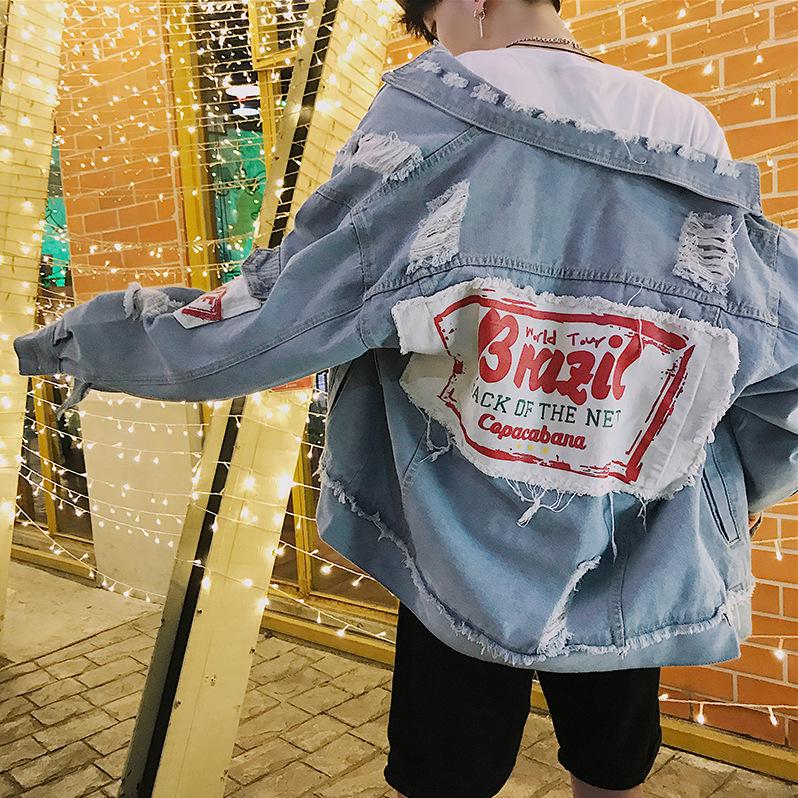 Men's Handsome Korean Style Loose Denim Jackets for Spring and Autumn