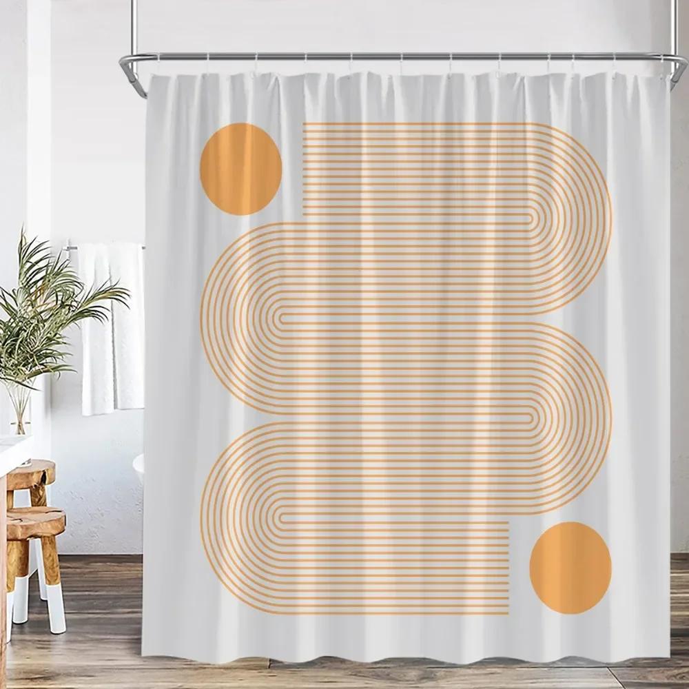 Nordic Ins Modern Abstract Shower Curtain Leaf Curtain Simple Line Bathroom Decoration Polyester Fabric Shower Curtain