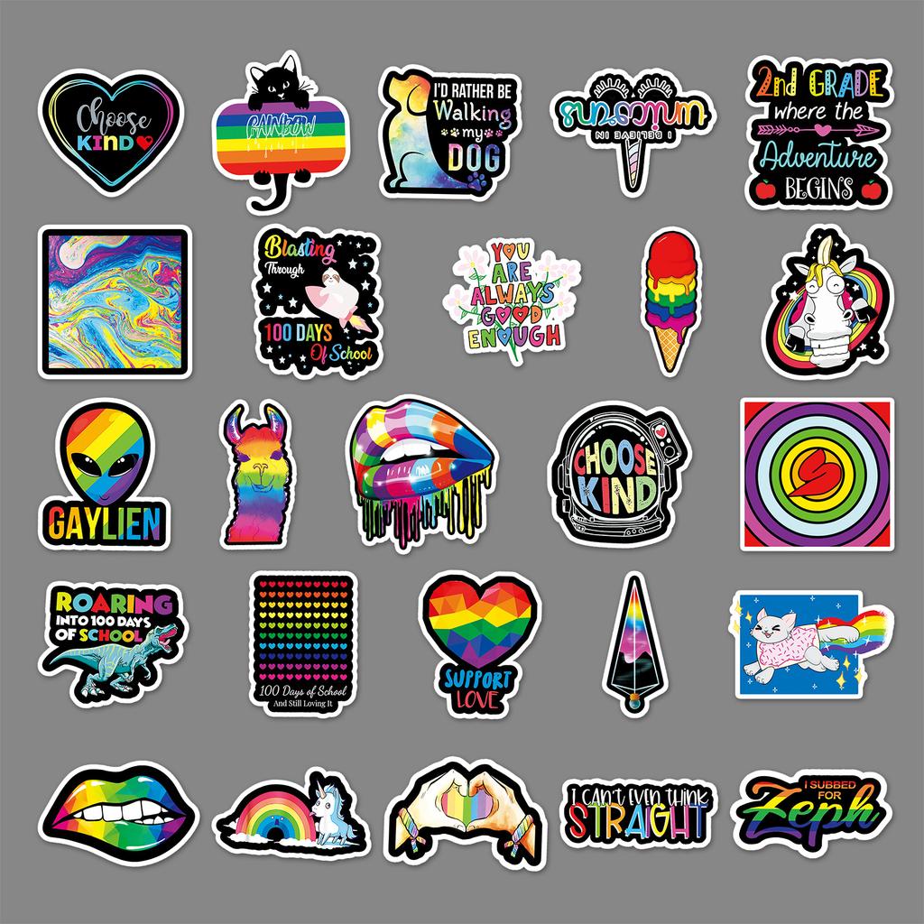 50 Cartoon Color Ins Style Personalized DIY Suitcase Laptop Scooter Decoration Stickers