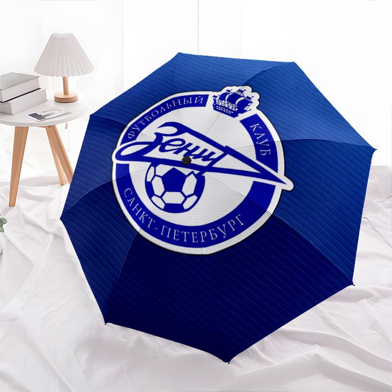 

FC Zenit Saint Petersburg pattern, automatic folding umbrella, portable and foldable design, 8 ribs, a Christmas or birthday gift.