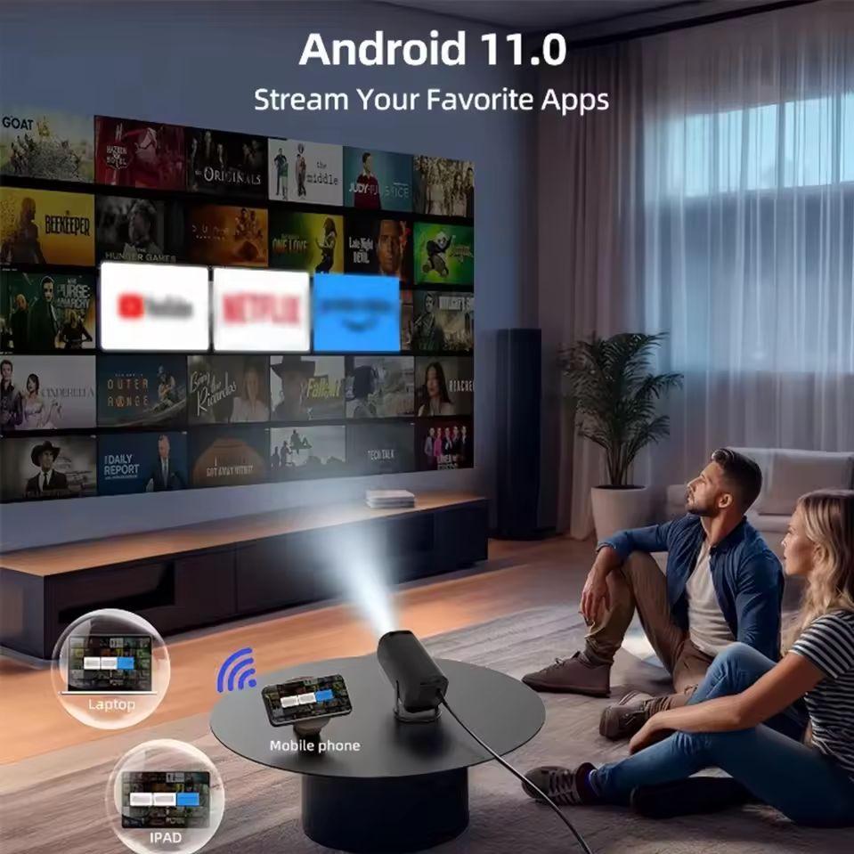 P30 Portable 720P Android Bluetooth Projector with Ultra Clear Image and 4K Support, WiFi Enabled.