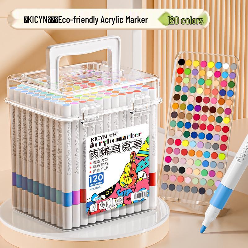 Marqueurs Aquarelle Acrylique pour Enfants - Ne Déteignent Pas, Stylos d'Art Empilables pour Élèves du Primaire