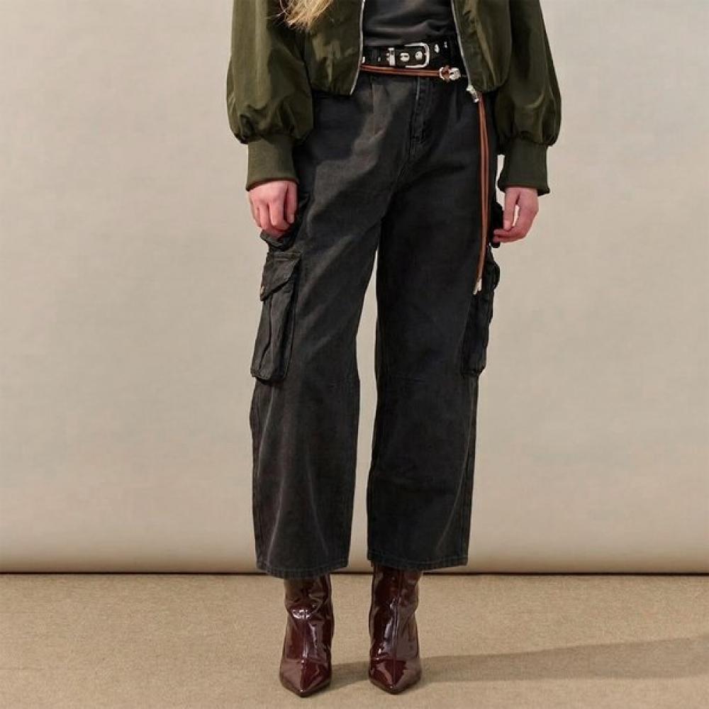 

Maxza Cargo Washed Semi Wide Denim Pants Belt Set Zf05ql001na blacks/55