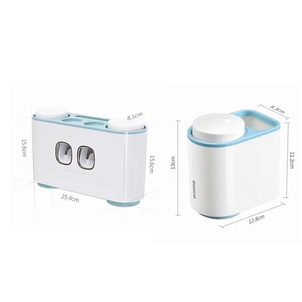 Toothbrush Holder Wall Mounted Automatic Toothpaste Dispenser Magnetic Toothpaste Squeezer Whit 4 Cup