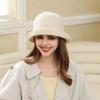 Wool Bucket Hat Women's Autumn and Winter New Versatile British Top Hat Small Brim Curling Along the Basin Hat Tide