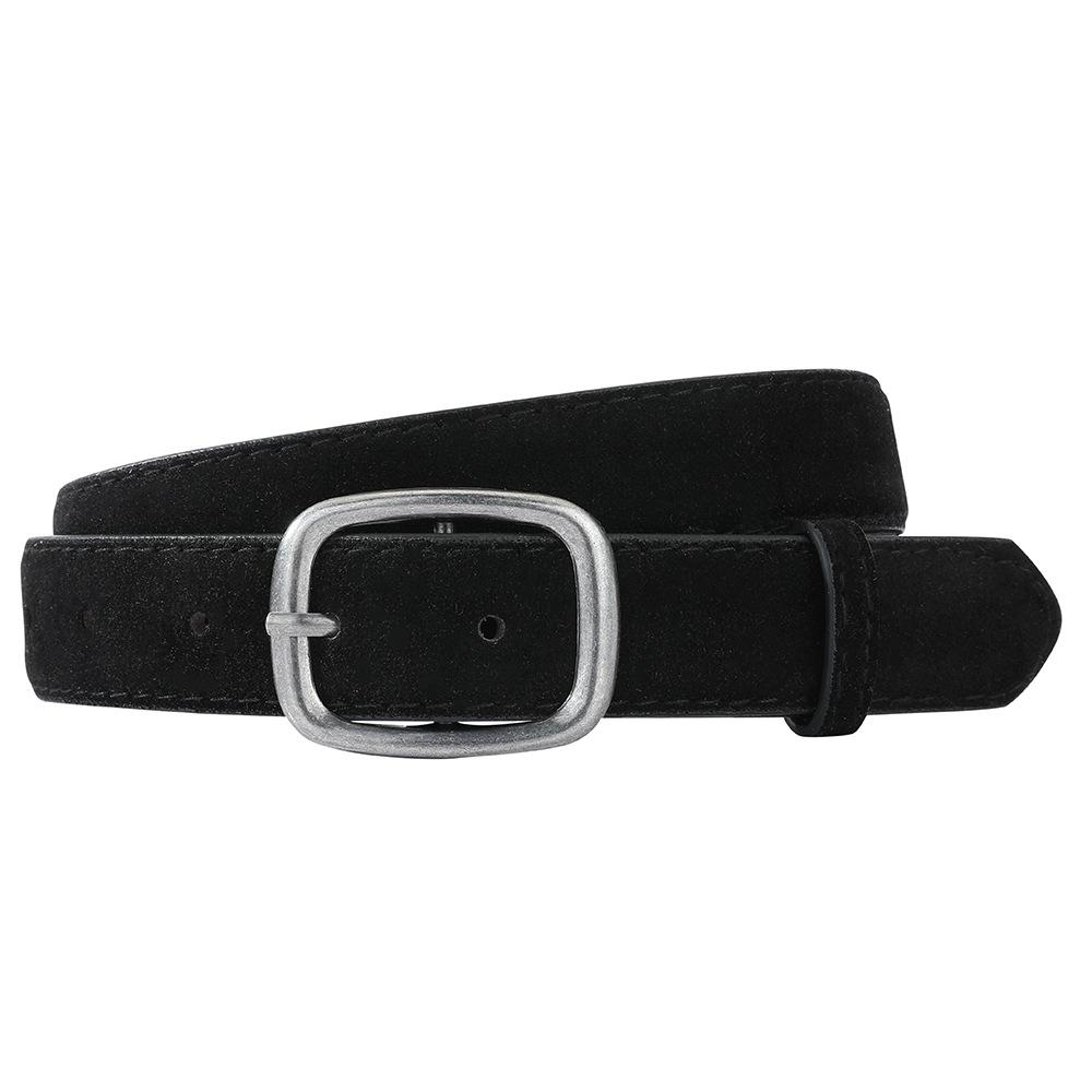 Women's Anti-leather Suede Belt, Women's Retro Distressed Silver Needle Buckle Paired with Jeans, High-end New Belt