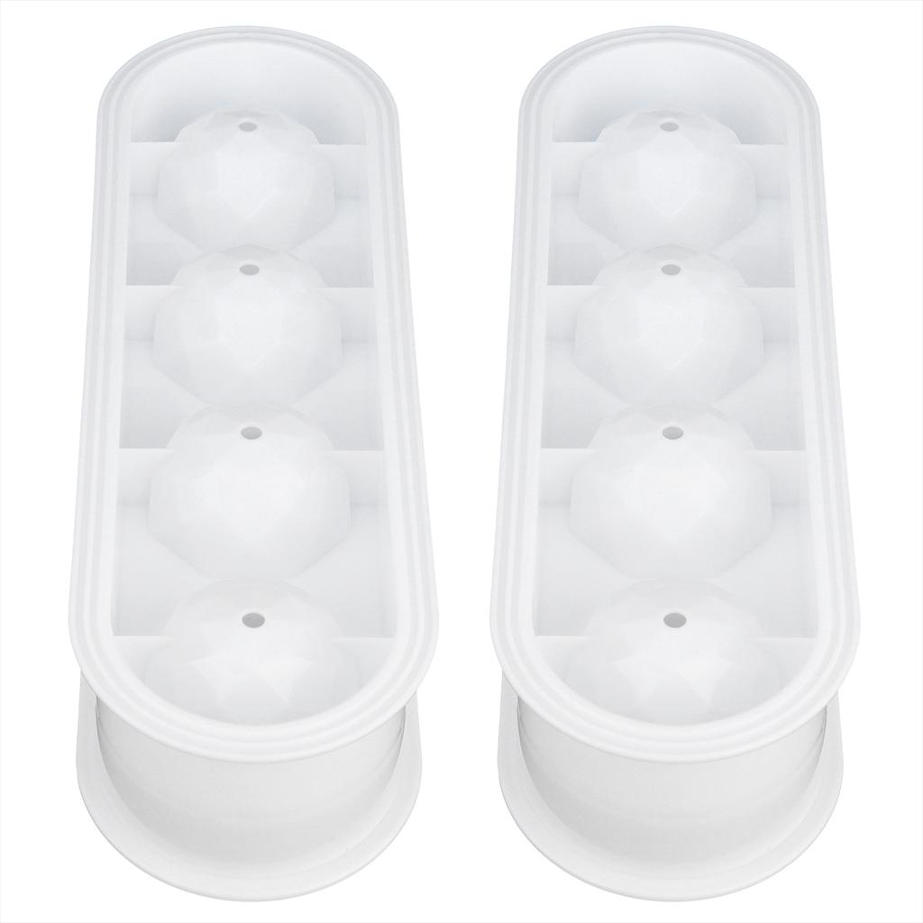 2Pcs 4 Grids Food Grade Ice Cubes Mold Whiskey Ice Ball Making Mold Tray for Home Bar