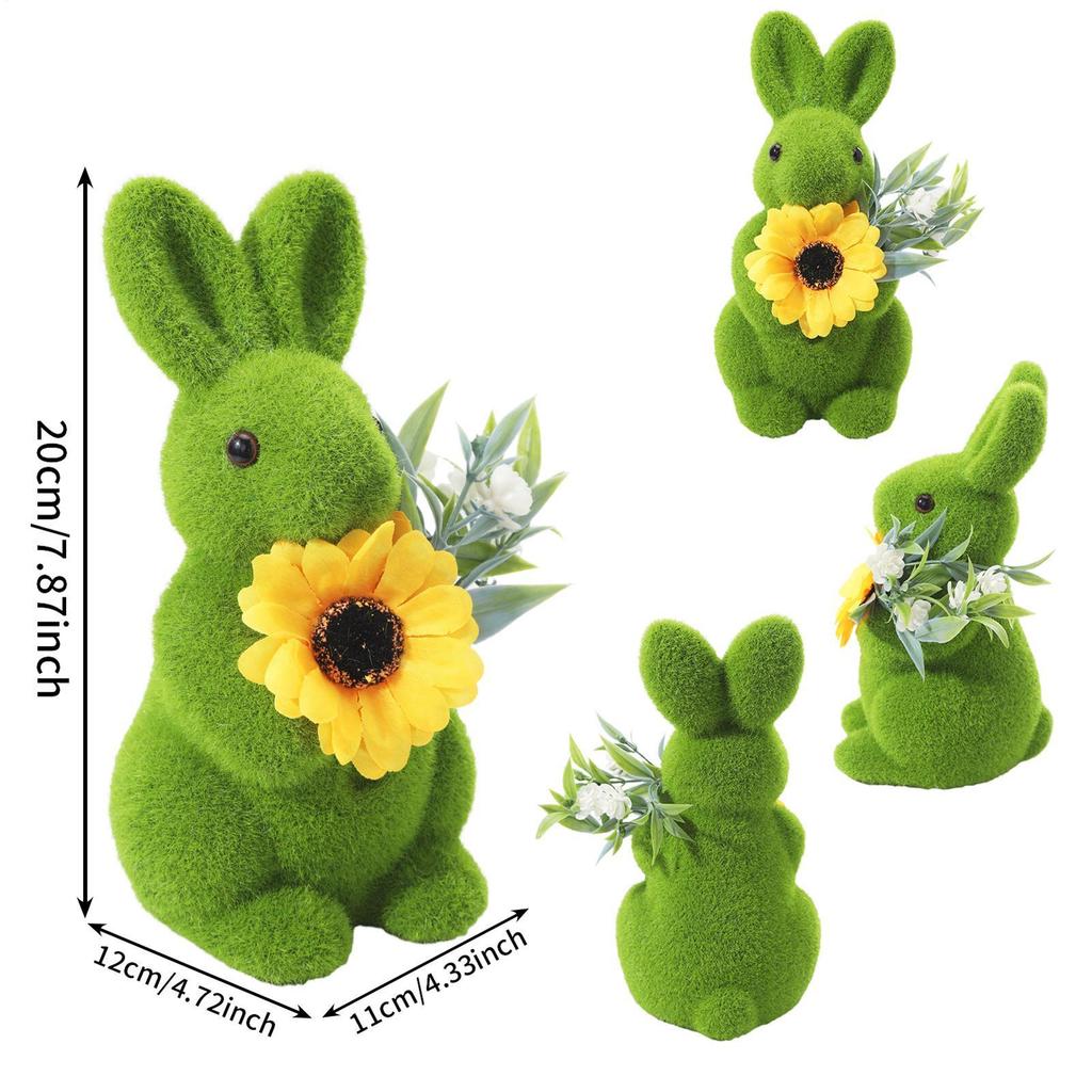 Simulated Flocked Rabbit Easter Rabbit Decoration Small Natural Flocking Realistic Bunny Figure Ornaments For Home Bedroom