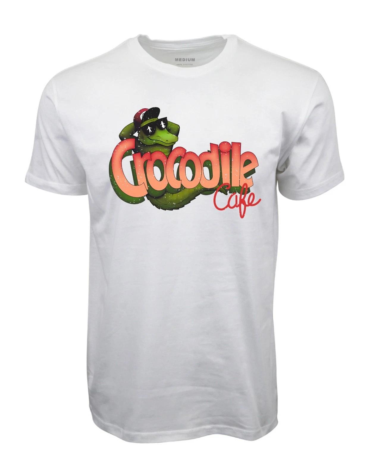 90s CROCODILE CAFE DISTRESSED LOGO WHITE T-SHIRT XS
