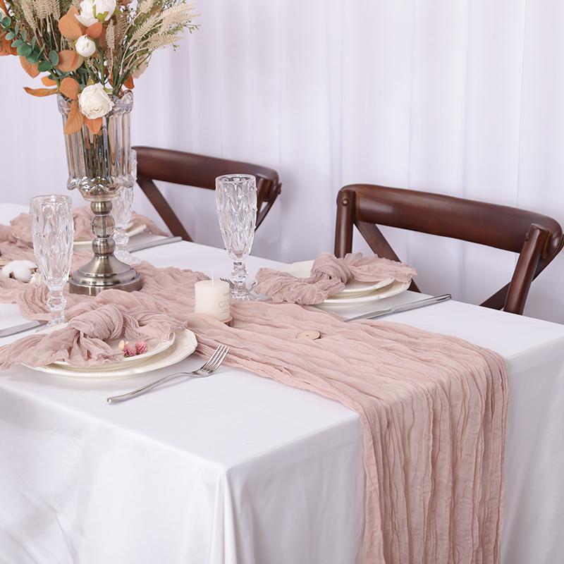 Wrinkle Gauze Table Runner Cheesecloth Semi-Sheer Table Setting Dining Wedding Party Christmas House Banquets Arches Decor