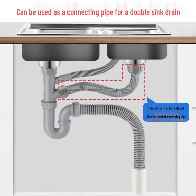DU AO Kitchen Double Sink Drain Pipe Hose