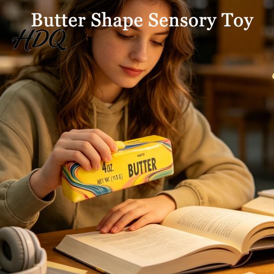 Anxiety Relief Squeeze Toys Flow Pattern Butter Stick Toy Slow Rebound Bar Toy for Calming Stress Relief Soft Stretchy Fidget Strip Desk Office