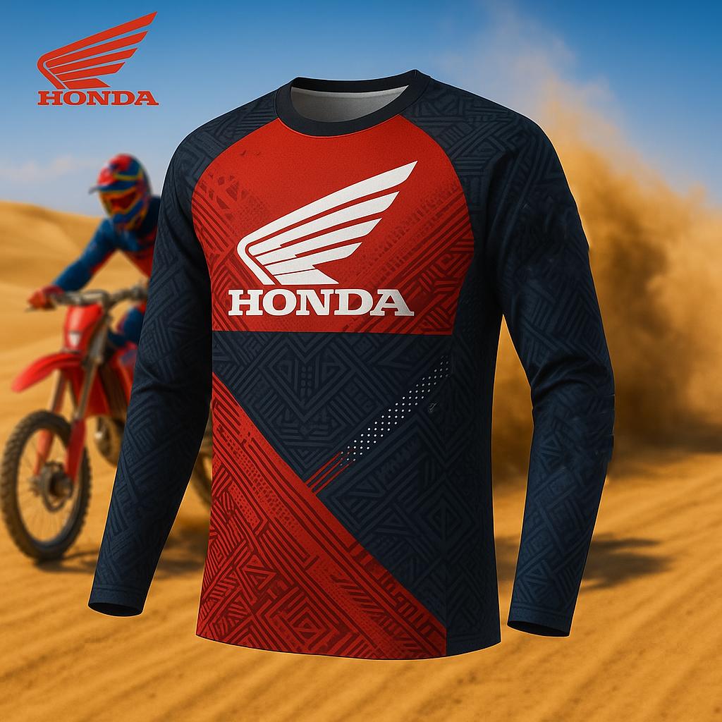 Maglia da Motocross Honda ad Alte Prestazioni Manica Lunga Asciugatura Rapida e Traspirante per Uomini Rider Off Road Dirt Bike Mountain KT9