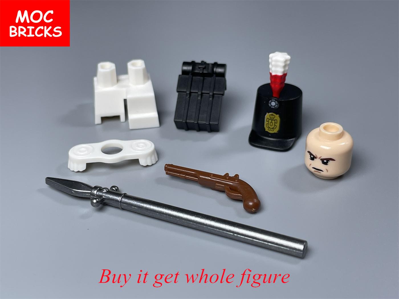 MOC Кубики Военные Фигурки Серия Наполеоновских Войн Строительные Блоки Средневековый Французский Драгун Британские Солдаты Оружие Кубики Игрушки 1pcs