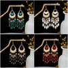 Boho Style Rice Beads Tassel Long Crescent Shape Earrings