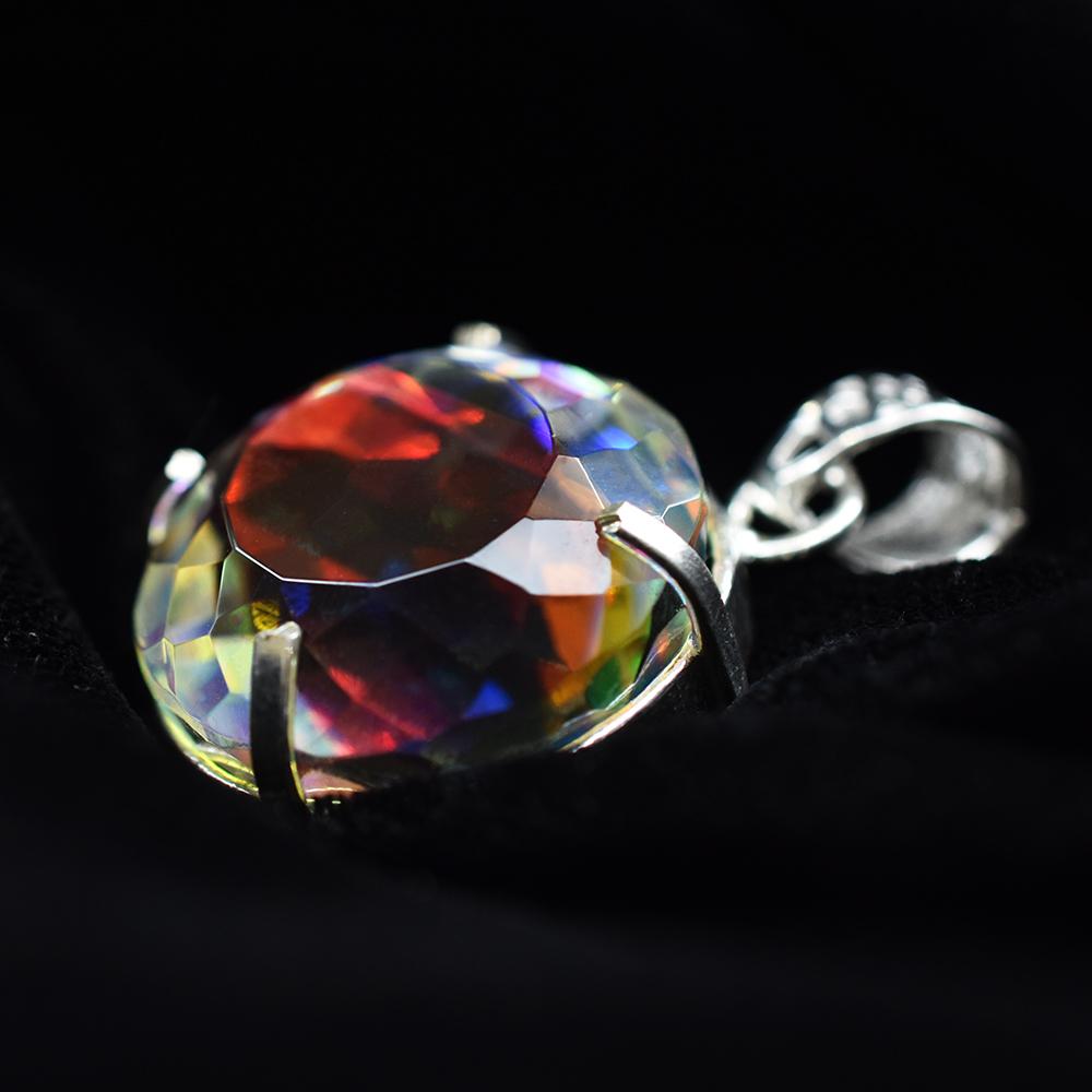 Natural Topaz 72ct Round Cut 925 Sterling Silver Pendant Certified