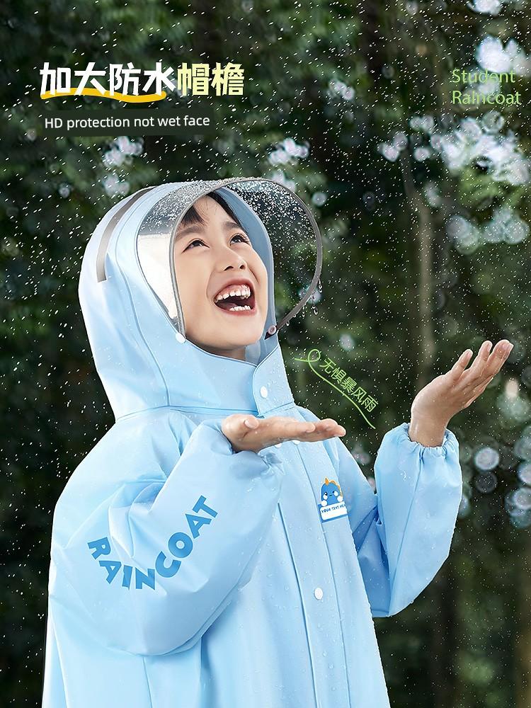 Children's Raincoat for Boys and Girls, Special for Primary School Students to Go to School, Rainproof with Backpack Space, Kindergarten 2025 New