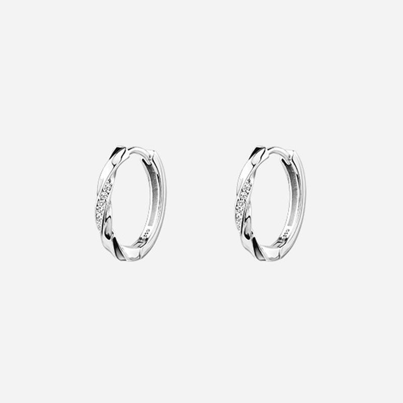 925 Silver Sparkling Zircon Round Hoop Earrings For Women Party Classic Fine Jewelry Light Luxury Geometric Accessories