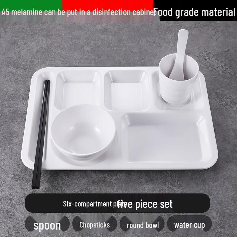 Melamine Three-Compartment Round Canteen Tray