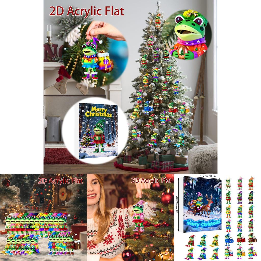 Christmas Frog Acrylic Advent Calendar With 24 Pieces For Festive Tree Ornaments