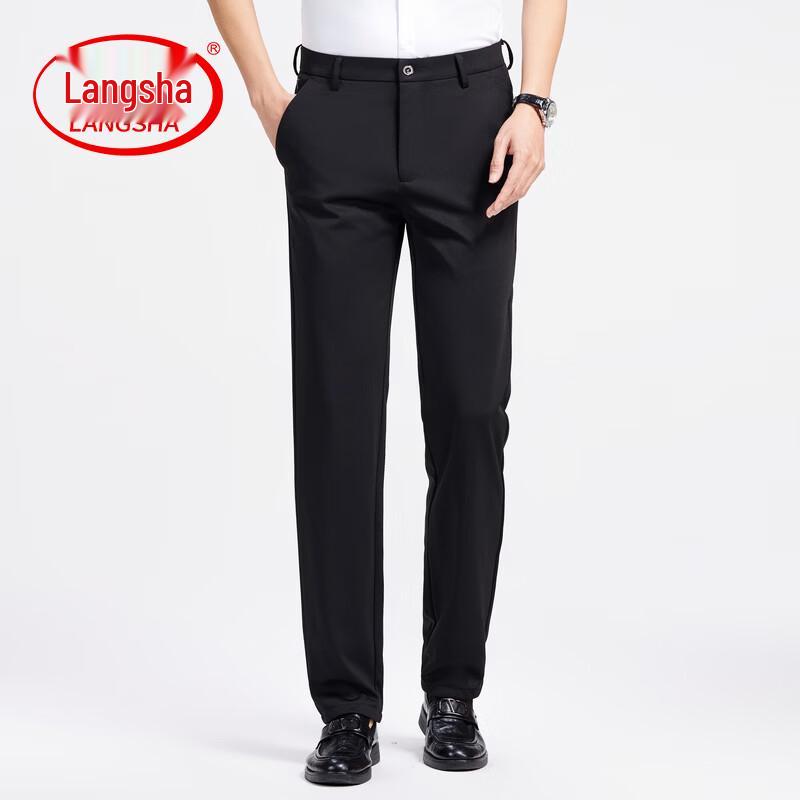 

LangSha Men s Business Casual Straight-Leg Trousers 34