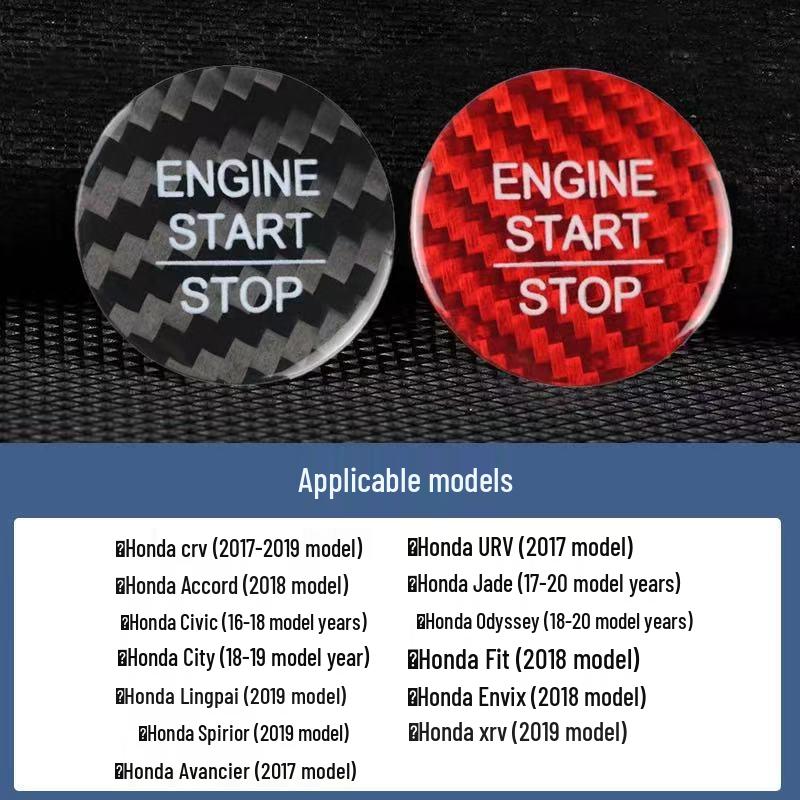 Real Carbon Fiber One-Button Start Ignition Sticker for BMW, Mercedes-Benz, VW, Toyota, Nissan, Honda, Suzuki