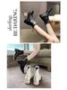 Beige Slimming Square Toe Chunky Ankle Boots with Back Zipper and Fleece Lining for Women – 2025 Autumn/Winter Collection