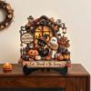 Centros de Mesa de Halloween Cartel de Madera para Mesa, Calabaza Gato Negro Fantasma Casa Encantada Placa Decorativa Manualidades de Relieve Tridimensional con Soporte,