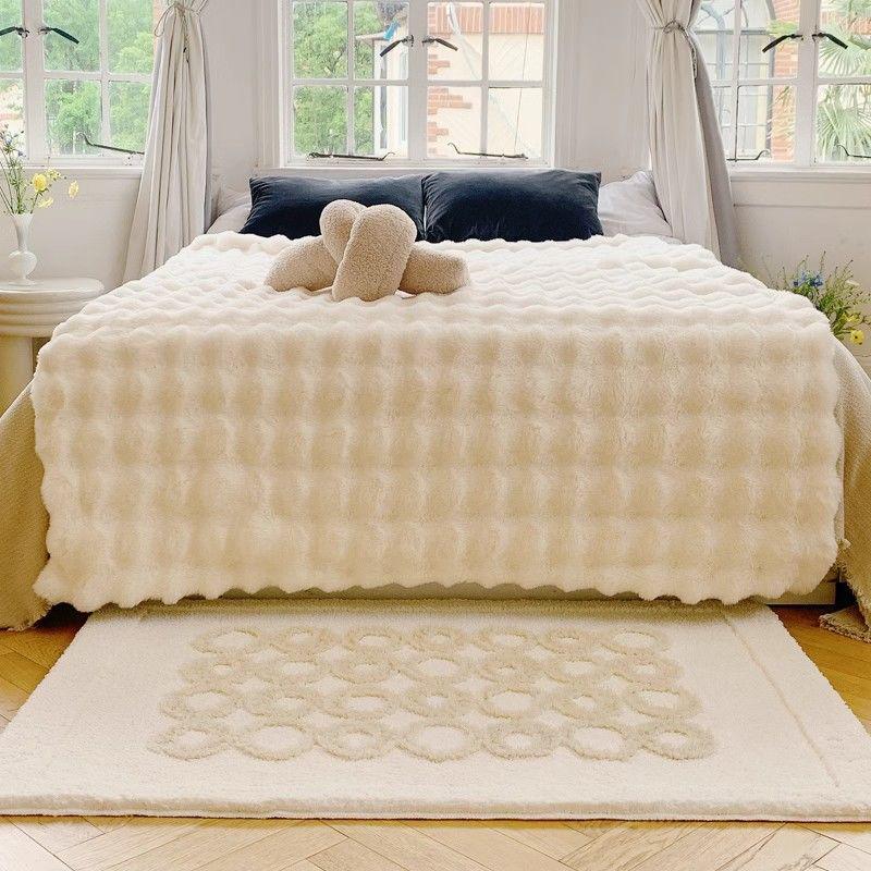 High-Grade Flocking Tufted French Carpet: Bedroom, Bay Window, Bedside Rug - Water Absorbent & Anti-Slip for Home & Living Room