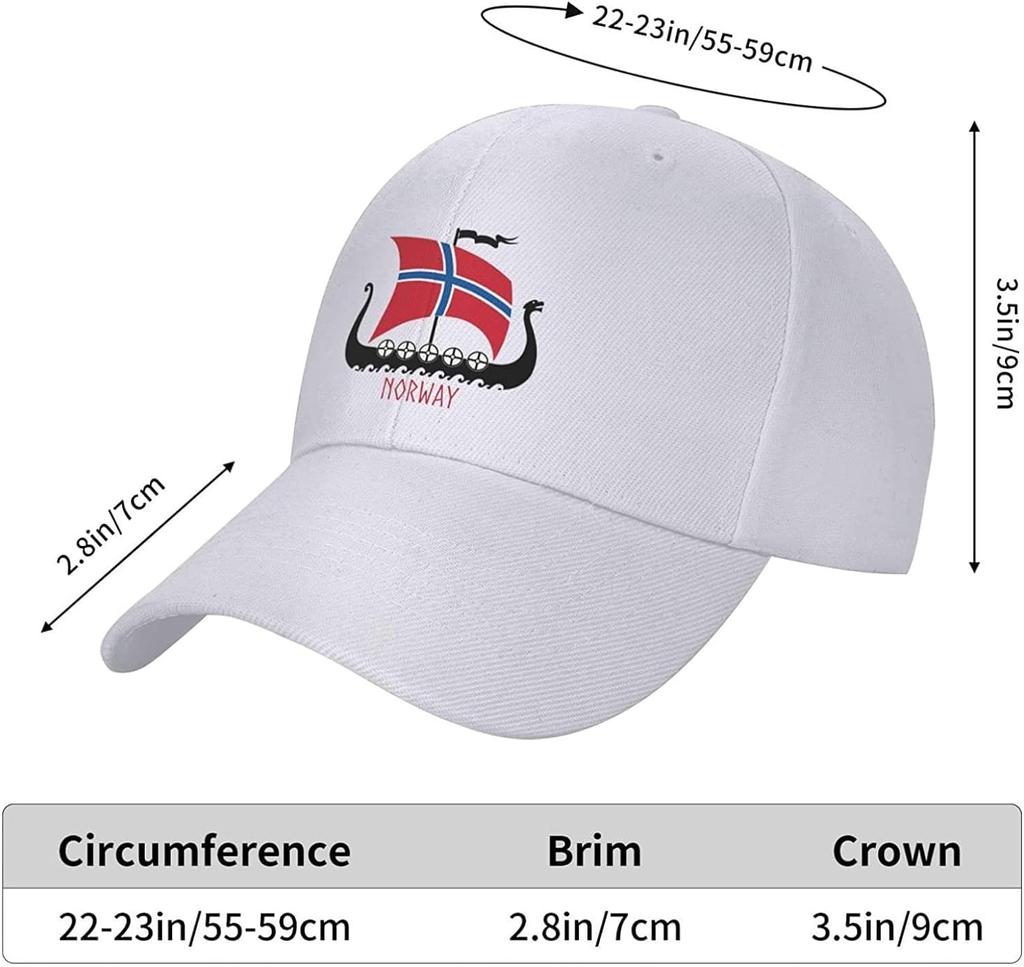 Norwegian Flag Norway Viking Ship Baseball Cap Adjustable Low Profile Golf Dad Hat for Unisex Women