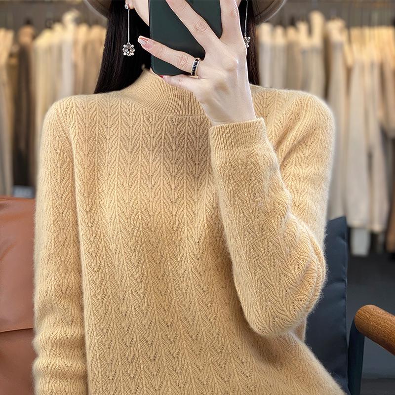 

Кардиган с полуворотником для женщин на осень и зиму, новый, тяжелой промышленности, теплый, кашемировый, вязаный, базовая рубашка, простой и атмосферный свитер S