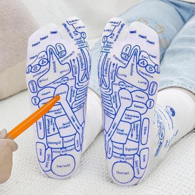Acupoint Map Socks Set with Acupressure Pen Triangle Tool Foot Reflexology Socks Easy To Use Acupressure Socks 2 Size Massage Tools for Pain Relief