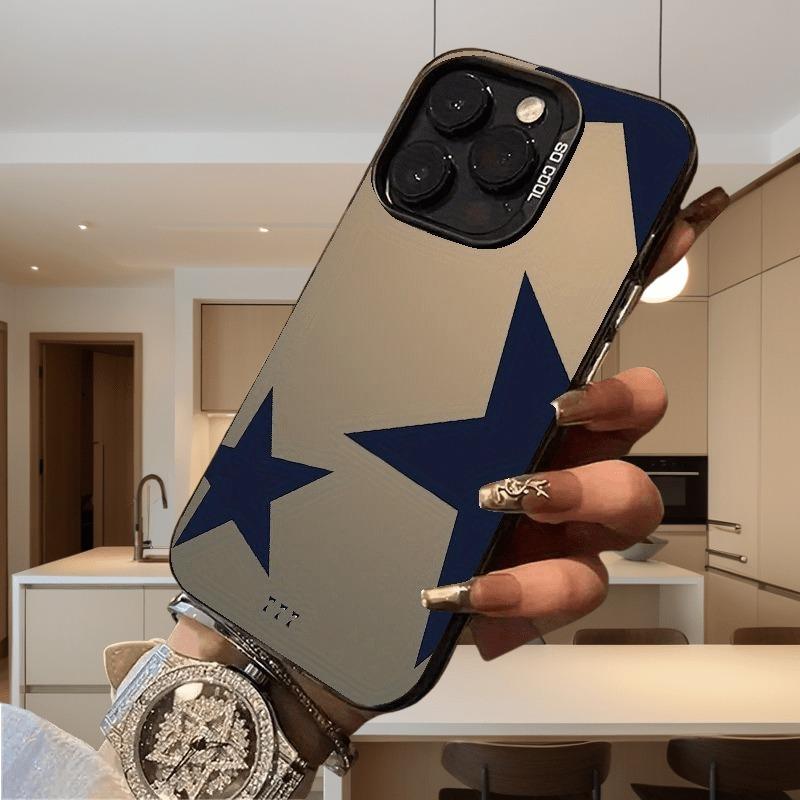 Material Phone Case for iPhone 16 17 Cases iPhone 16e 15 14 13 12 11 Pro Max XS X XR 7 8 Plus Black Leopard Print Star Cover
