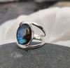 Natural Oval Blue Labradorite Gemstone 925 Sterling Silver Artisan Gift Ring