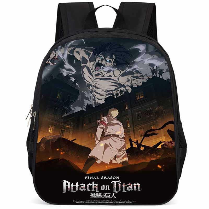 Durable Attack On Titan Backpack For Elementary Students 15 Inch Large Capacity
