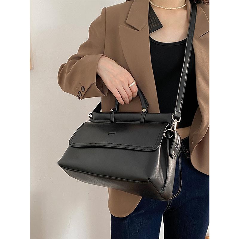 Damen Retro Umhängetasche für den Arbeitsweg, Tragbare Umhängetasche mit Textur und großem Fassungsvermögen