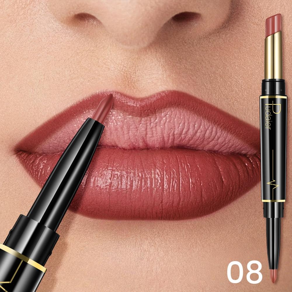 Double-Ended Lip Liner Lipstick Pencil Lip Combo- Moisturizing Semi-Matte Formula for Precise Lip Liner Definition and Color Filling