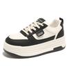 Thick Bottom Heightening Women's Spring Summer Soft Leather High Top Sneakers Black White Versatile Adult Casual Shoes