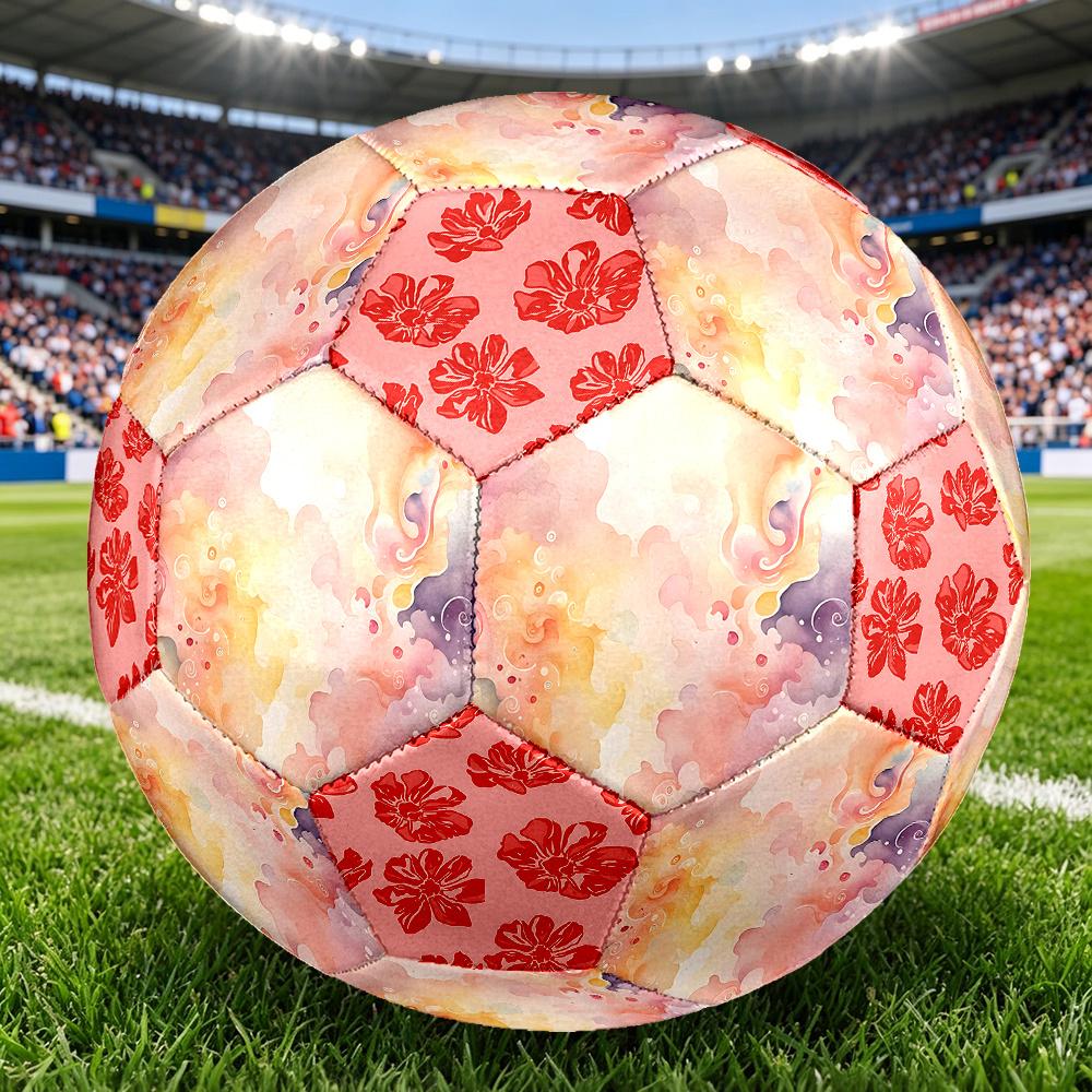 1PC Abstract Watercolor Flow Floral Soccer Ball Size 5 Football Machine Sewn Indoor/Outdoor Universal Football A65