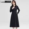 LUDian Women's Elegant Blazer Collar A-Line Dress