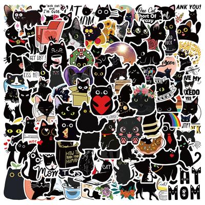 50/100 Stück süße Cartoon schwarze Katze Aufkleber Kinder Geschenk wasserdichte Graffiti Gepäck Laptop Gitarre Skateboard Dekor Fahrrad Auto Aufkleber