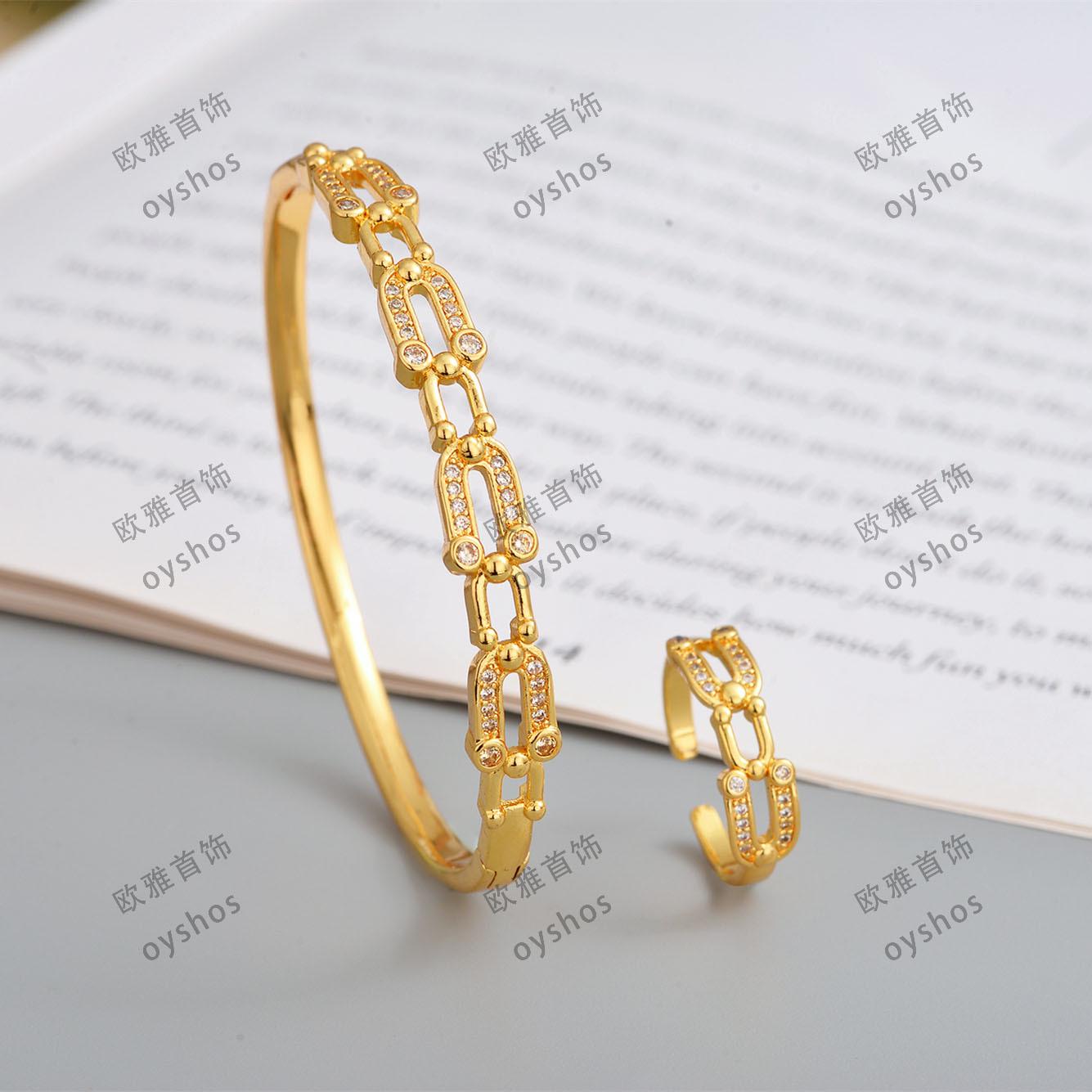 European Zircon U-shaped Horseshoe Buckle Bracelet - Elegant  Versatile Jewelry