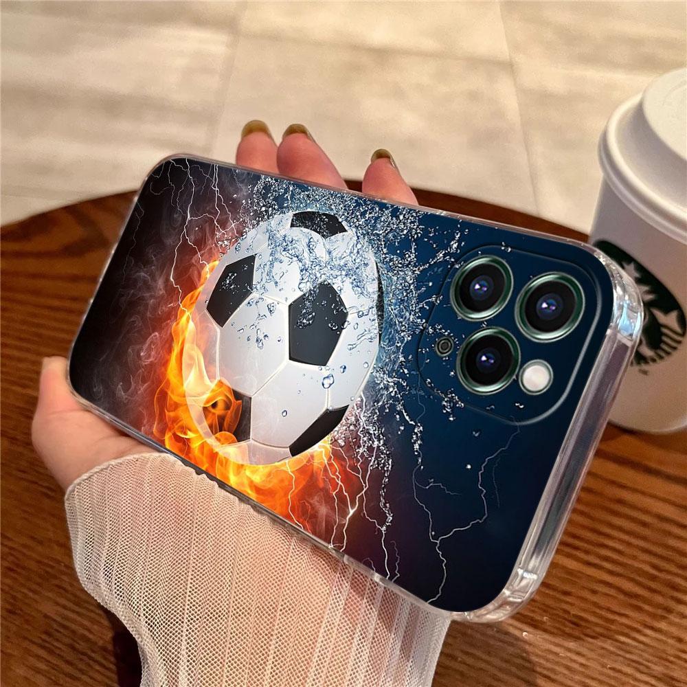 Feuer Fußball Hülle Für Apple iPhone 17 16 15 14 13 12 11 Pro Max 16 Plus 16E 17Air 17Pro Handyhülle Fußball Silikon Funda