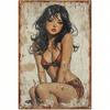 Vintage Metal Poster Wall Art, Sexy Pinup Girl Bikini Garage Decor