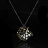 Exquisite   Geometric Cross Black Gold Pendant with Pearl Necklace Clavicle Chain High Jewelry Wedding Accessories