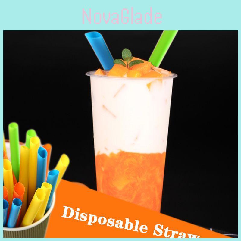 Vibrant 100 X Disposable Large Drinking Straws Perfect For Smoothies And Juices