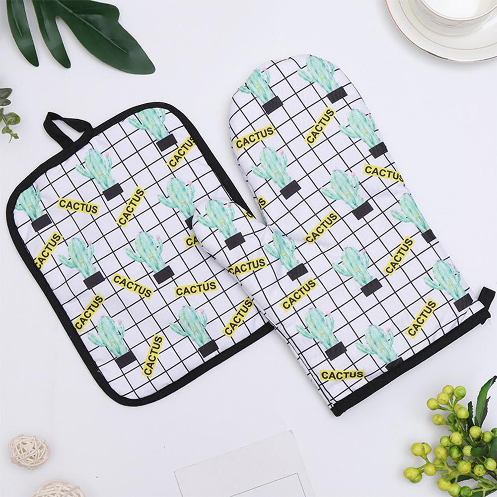 Fashion Pattern Kitchen High Temperature Resistanct Insulation Pad Microwave Oven Baking Gloves
