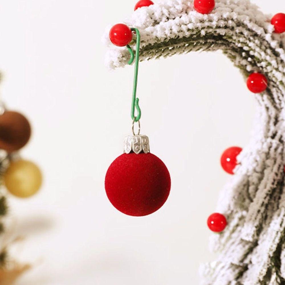 30pcs/set 3cm Christmas Bauble Velvet Decoration Flocking Small Size Christmas Spheres Ornaments Xmas Hanging Ornaments
