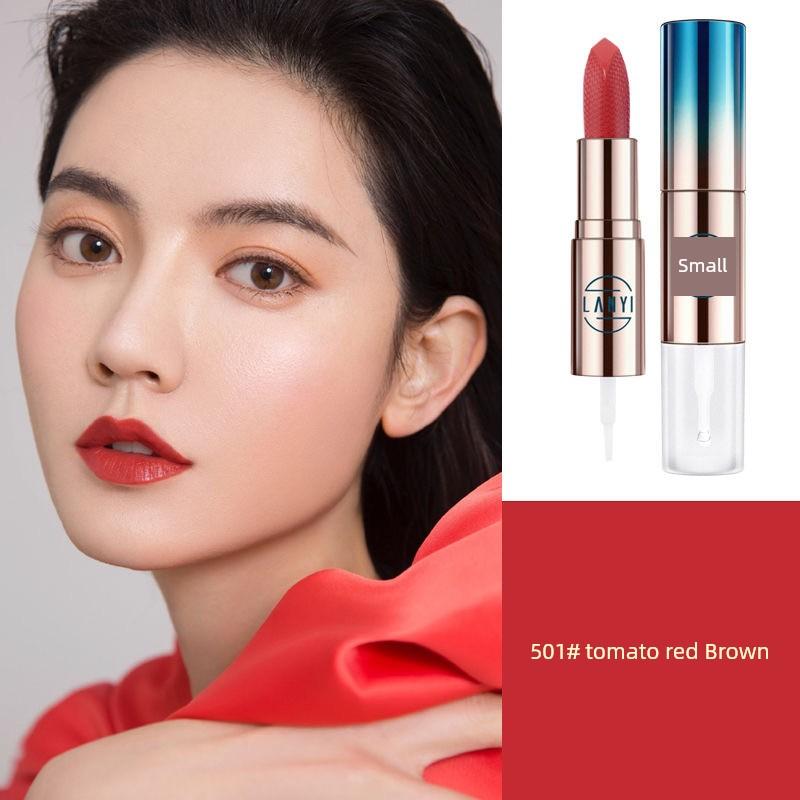 Non-Fading No Stain on Cup Milk Tea Cameo Brown Lipstick Raincoat Matte Plain White Long Lasting Waterproof Cinnamon Milk Tea Color
