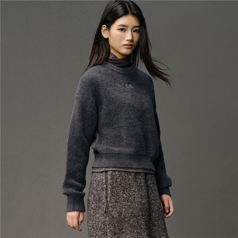 GIORDANO CONCEPTS Women's Crew Neck Embroidered Loose Wool Pullover